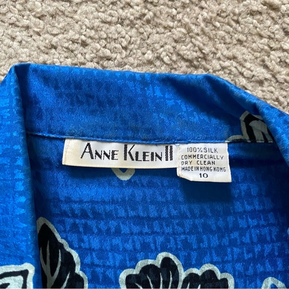 VTG ~ 1980s ~ Anne Klein II ~ Cobalt Blue Hawaiian Button Down Shirt ~ Size 10 - Picture 5 of 5
